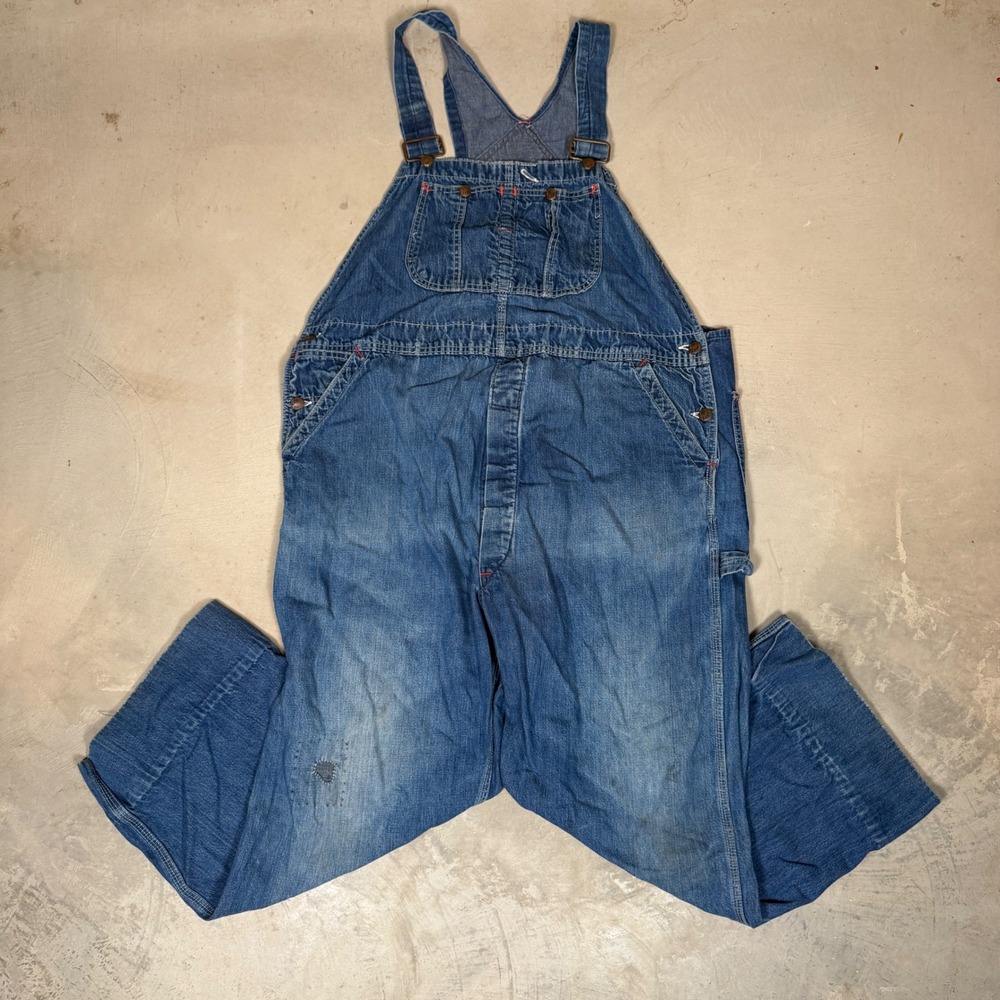 Vintage 80s Big Mac Denim Overalls Blue Workwear Carpenter Bibs 40x29 JCPenney
